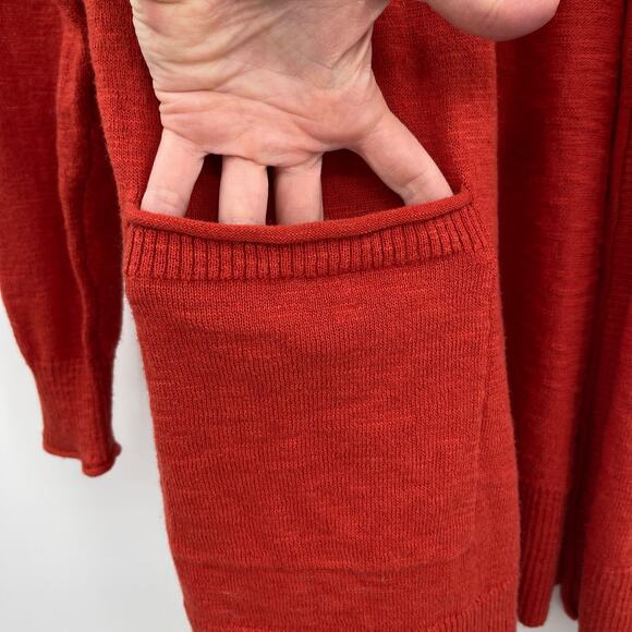 Madewell Bradley Open Front Knit Cardigan in Red Orange Sz XXS Boyfriend Sweater - Picture 8 of 15